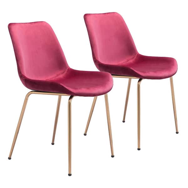 ZUO Tony Red, Gold Polyester Dining Side Chair Set of 2