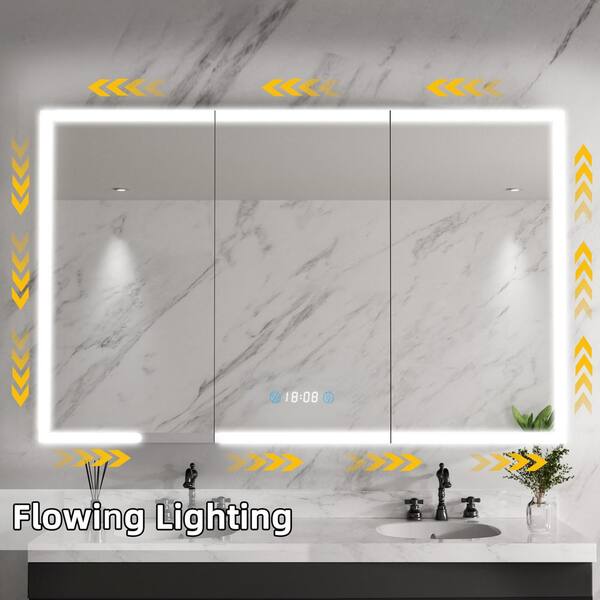 Ziyudura 60 in. W x 36 in. H Rectangular Aluminum Flowing LED