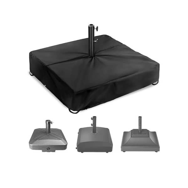 0.6 lb. 600D Waterproof Polyester Patio Umbrella Base in Black Square Cover All-Weather Anti-UV Protector