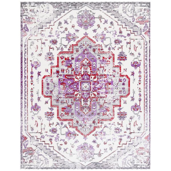 Skyler 8 ft. x 10 ft. Ivory/Purple Ornate Overdyed Area Rug