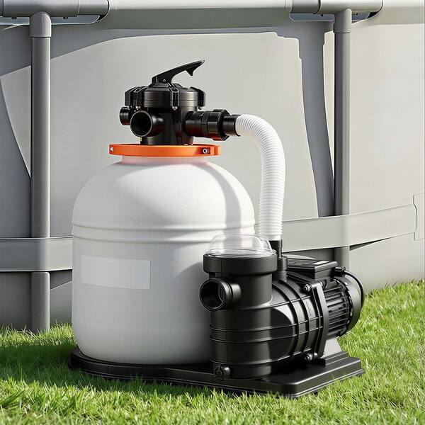 FlashPure 16 in. 1 HP Above Ground Pool Sand Filter Pump with Timer, 4400 GPH