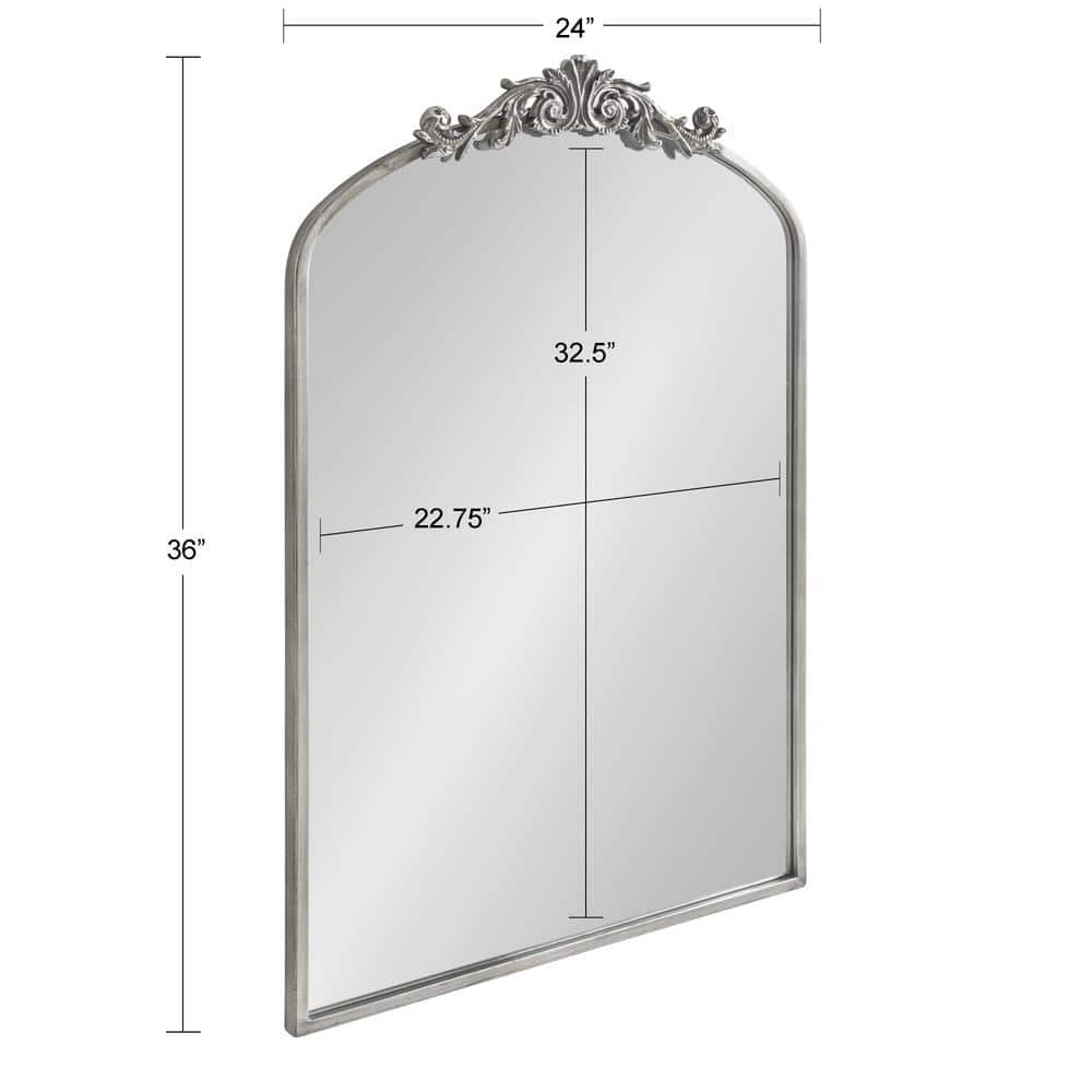 Arendahl 40'' Silver Antique Finish Baroque-Inspired Decorative Wall Mirror