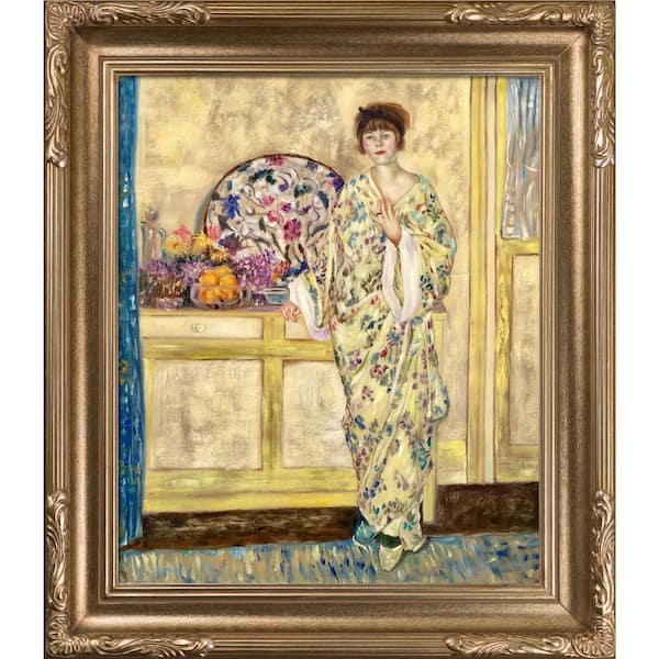 LA PASTICHE The Yellow Room by Frederick Carl Frieseke Florentine Dark Champagne Framed Oil Painting Art Print 27 in. x 31 in.