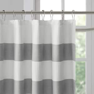 Spa Waffle 108 in. x 72 in. Gray Shower Curtain with 3M Treatment