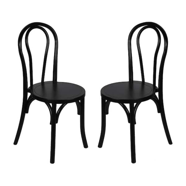 Betsy Commercial Grade Black Thonet Style Solid Wood Stackable Dining Side Chair (Set of 2)