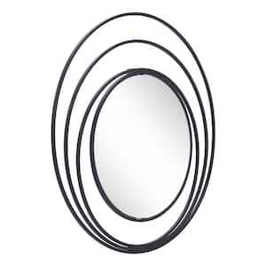 Modern Round Black Steel Accent Mirror 31.7 in. H x 31.7 in. W