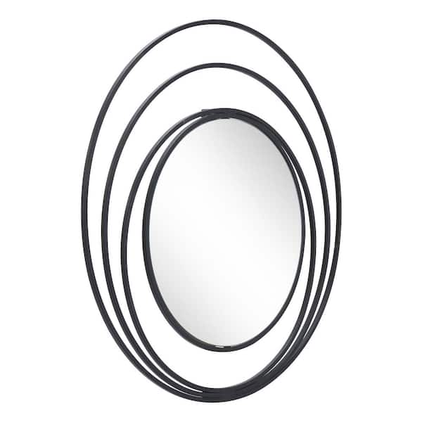 ZUO Modern Round Black Steel Accent Mirror 31.7 in. H x 31.7 in. W