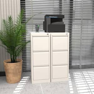 14.96 in. W x 40.55 in. H x 17.72 in. D 3-Drawers Vertical File Cabinet, Metal Lockable Freestanding Cabinet in White