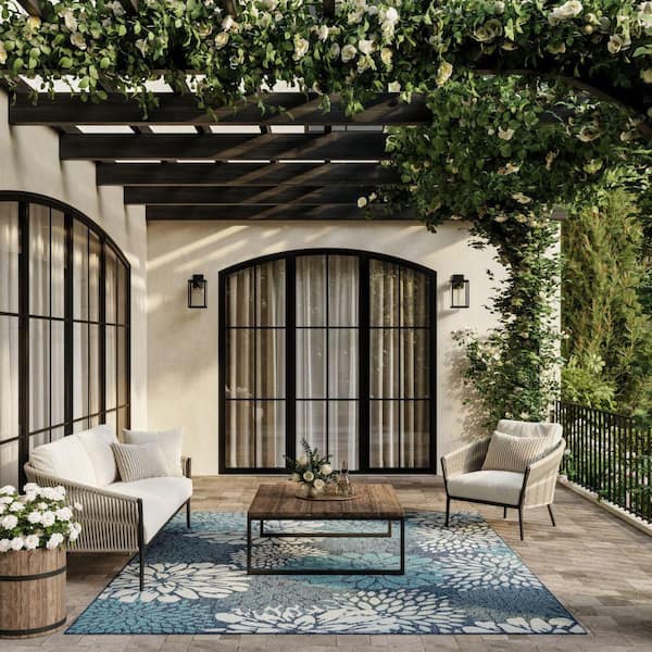 Garden Oasis Navy 9 ft. x 12 ft. Nature-inspired Contemporary Area Rug