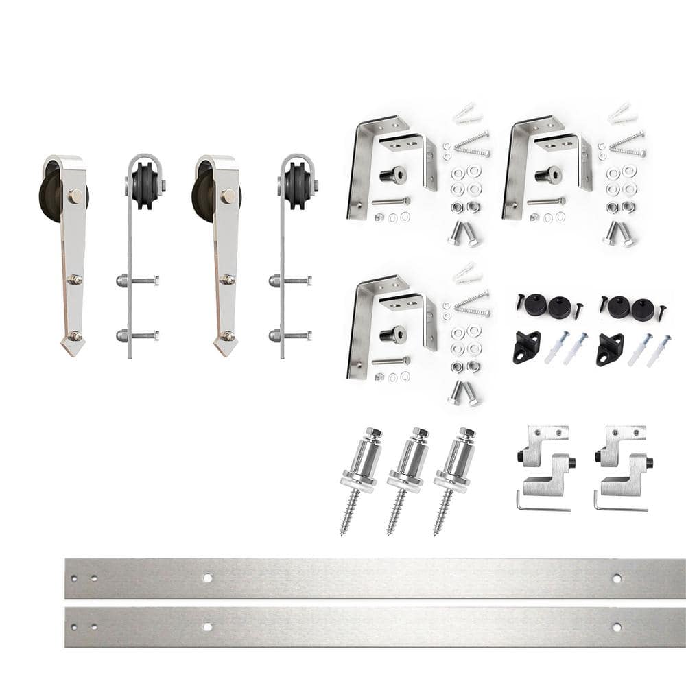 4.5 ft./54 in. Brushed Nickel Double Track Bypass U-Shape Sliding Barn Door Hardware Kit - Arrow Design Roller price history on PriceWatchPro