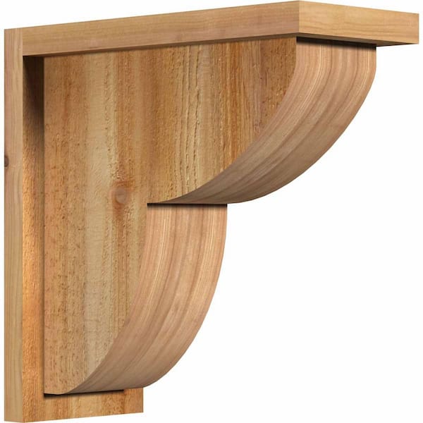 Ekena Millwork 6 in. x 14 in. x 14 in. Western Red Cedar Crestline Rough Sawn Corbel with Backplate