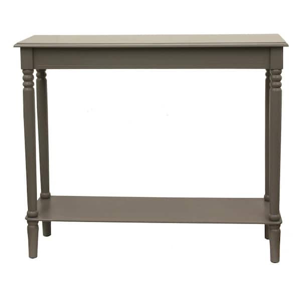 Decor Therapy Simplify 37 in. Eased Edge Gray Standard Rectangle Wood Console Table with Shelves