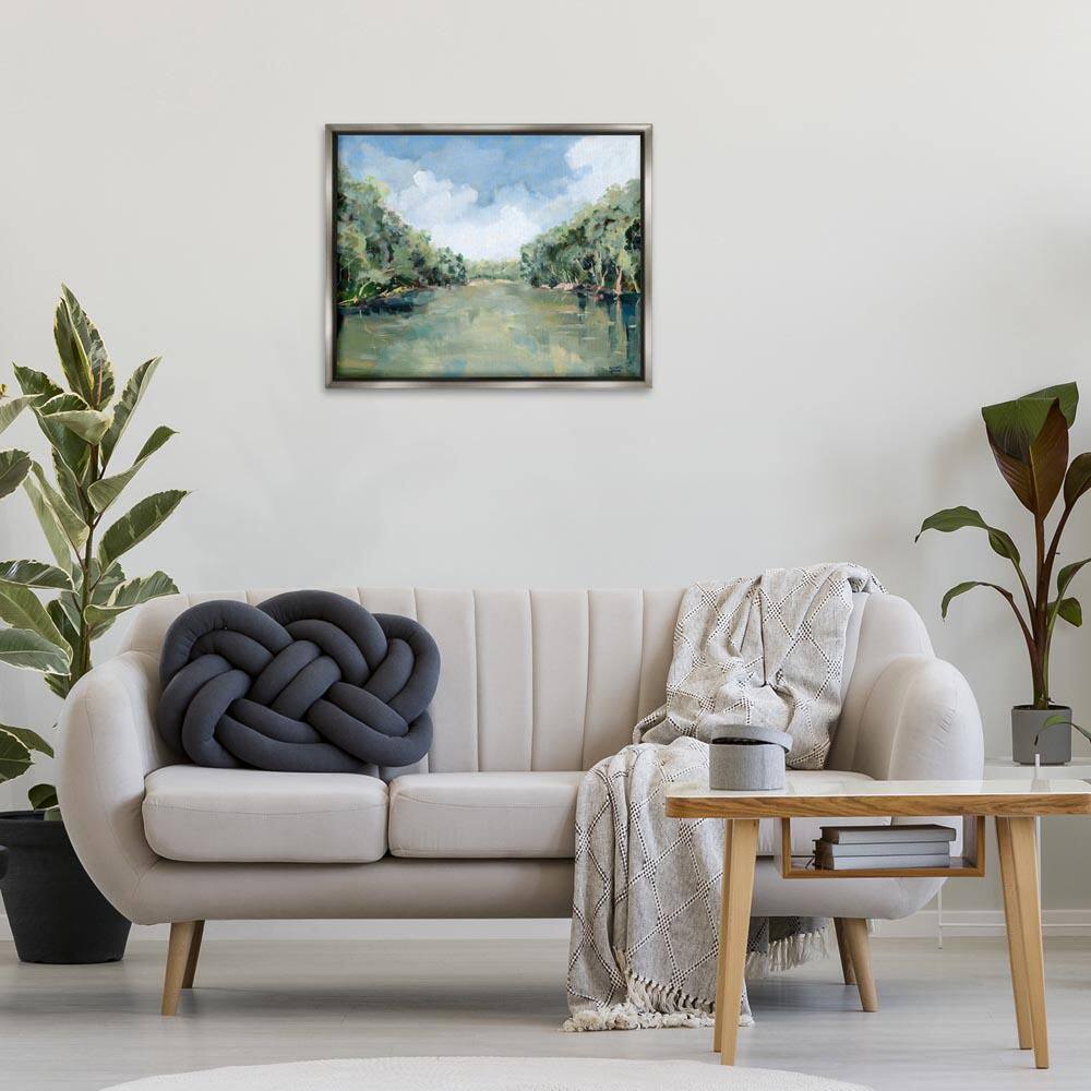 Serene Reflective Nature by Meredith Howse Gray Floater Frame Nature Graphic Art Print 25 in. x 31 in.