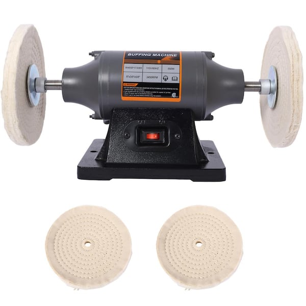 Tidoin 8 in. Electric Polisher Benchtop Buffer Grinder with 4-Piece 80 Ply Thic Buffing Wheels