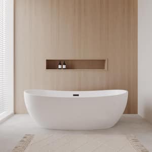 Wyndham Collection Juno 71 in. Acrylic Flatbottom Bathtub in White