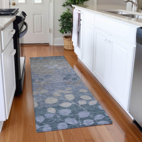 Chantille Machine Washable Indoor/Outdoor Abstract ACN1900 Denim 2 ft. 3 in. x 7 ft. 6 in. Runner Rug