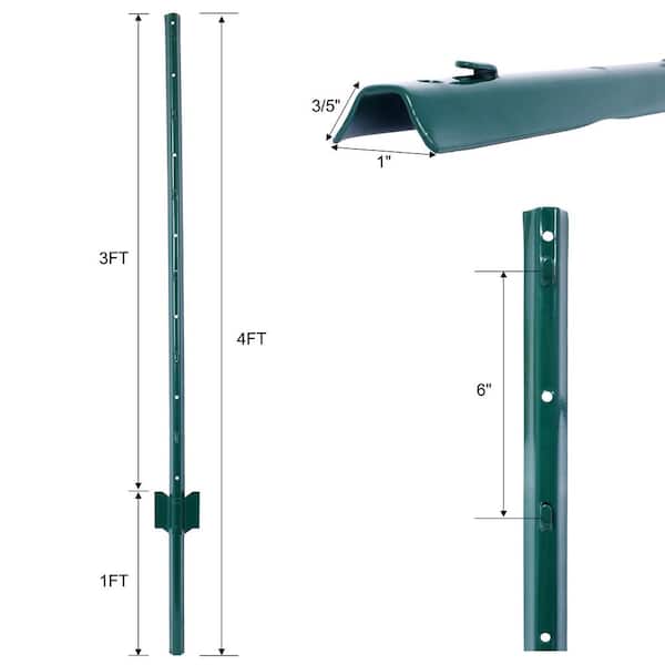 4 ft. H Heavy Duty Metal Line Fence Post with U-Channel (10-Pack)