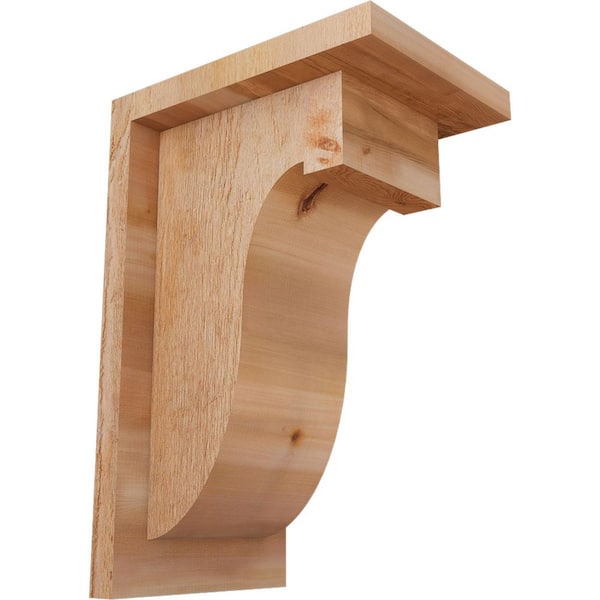 Ekena Millwork 6 in. x 8 in. x 12 in. Western Red Cedar Del Monte Rough Sawn Corbel with Backplate