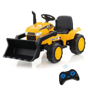 9 in. 12-Volt Kids Ride On Excavator Digger Electric Bulldozer Tractor RC with Light and Music