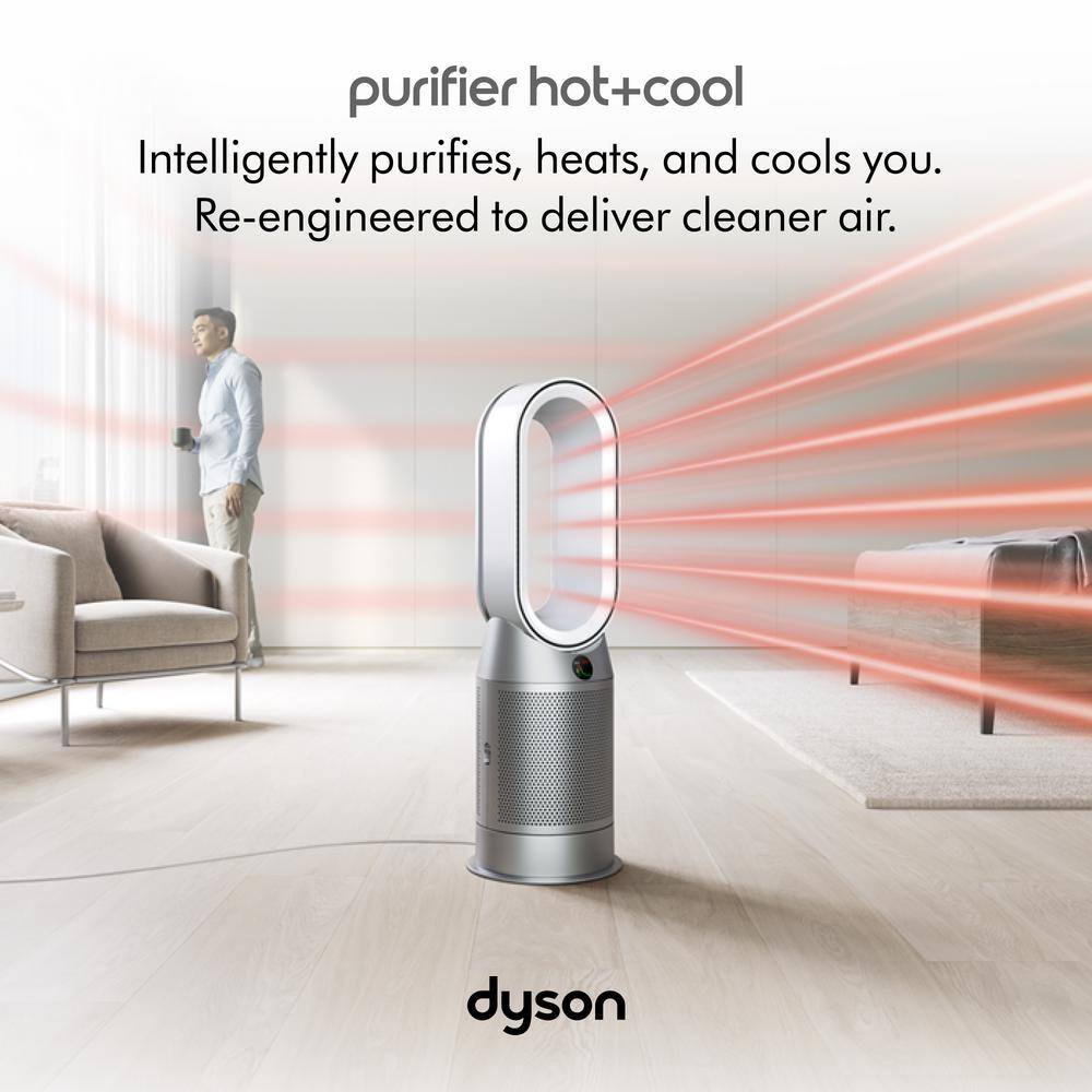White and Silver Electric HEPA Air Purifier Fan Heater Combo