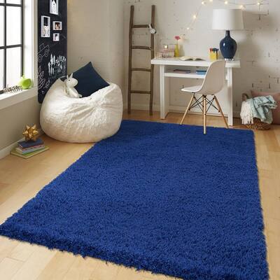 Pure Fuzzy Flokati Navy 5 ft. x 7 ft. Faux Sheepskin Indoor Kids Area Rug