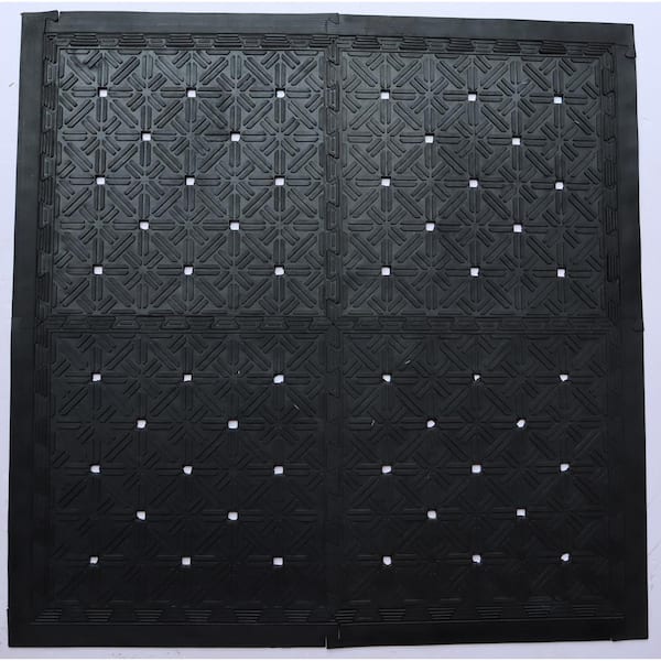 Rubber Black 18 in. x 18 in. Tile Mat With Connectors (Set of 4)