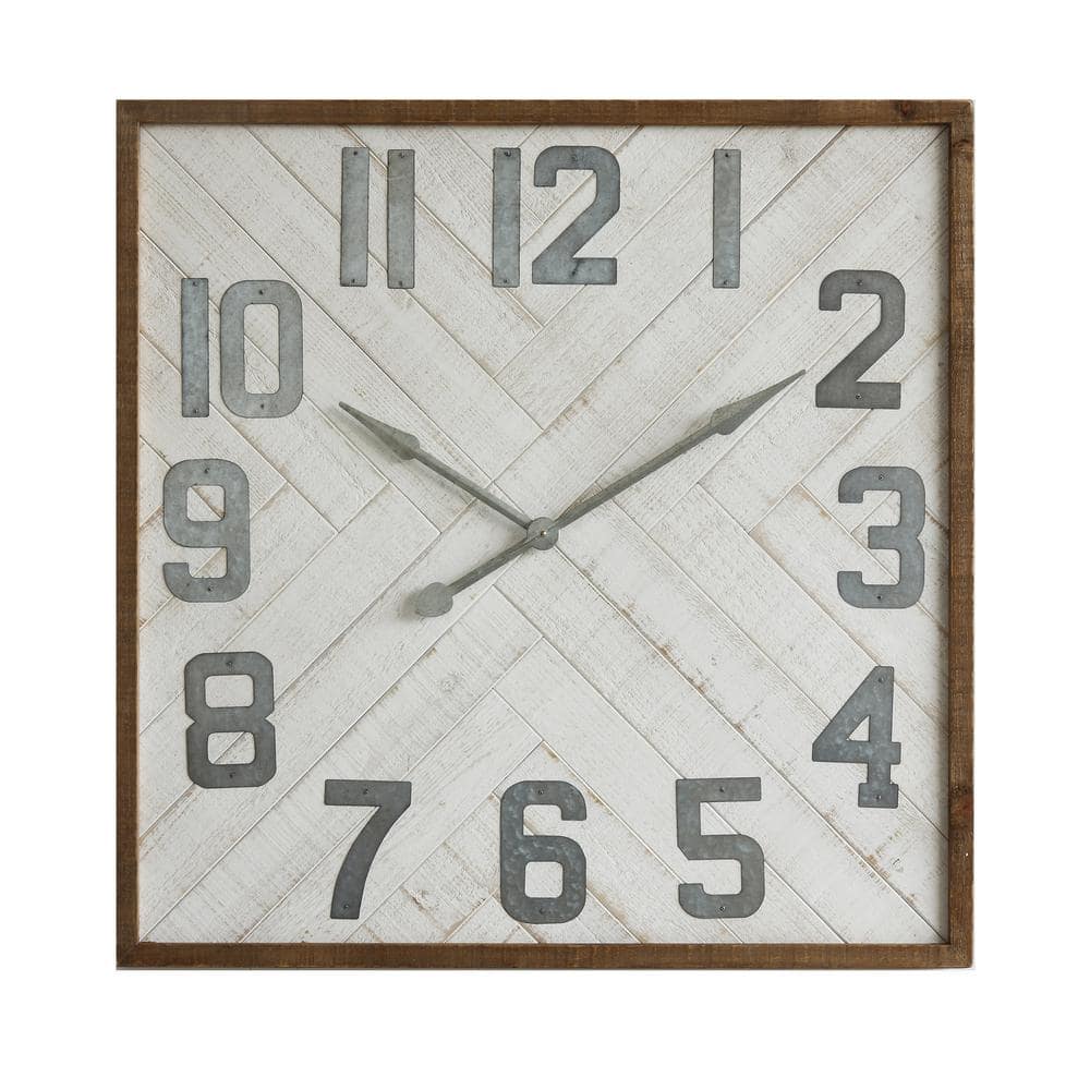 UPC 807472997148 product image for Grey Square Wood and Metal Wall Clock | upcitemdb.com