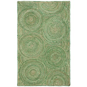 Cape Cod Green/Natural Doormat 3 ft. x 5 ft. Abstract Circles Geometric Area Rug