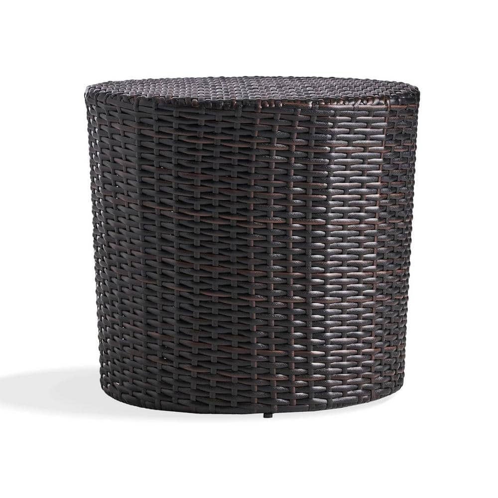 Multibrown Outdoor Round Wicker Side Table