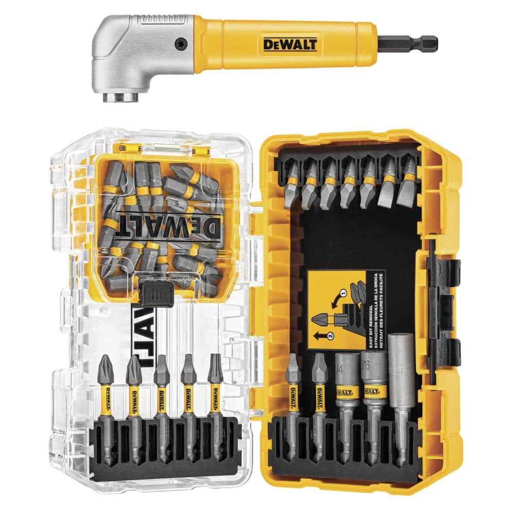 DEWALT Steel Drill and Driver Bit Set with Right Angle Adapter and ...