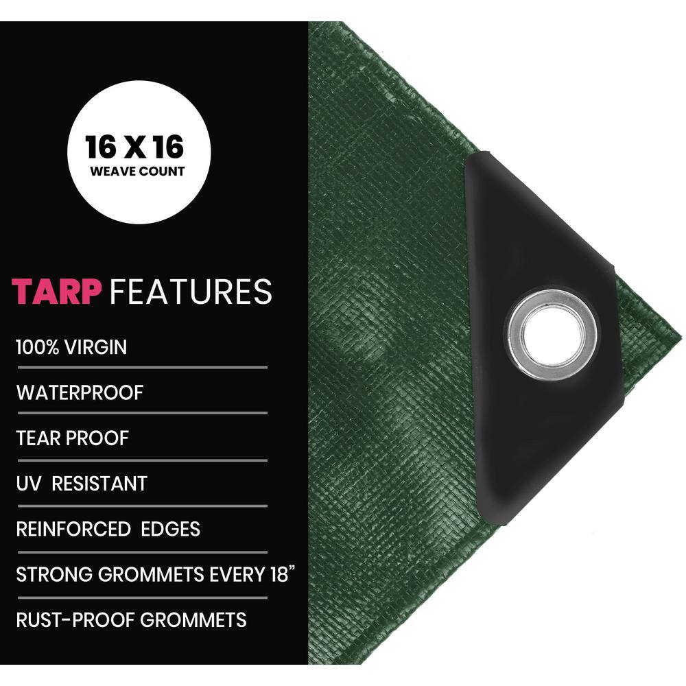 24' x 50' Green/Black Heavy Duty Polyethylene Tarp