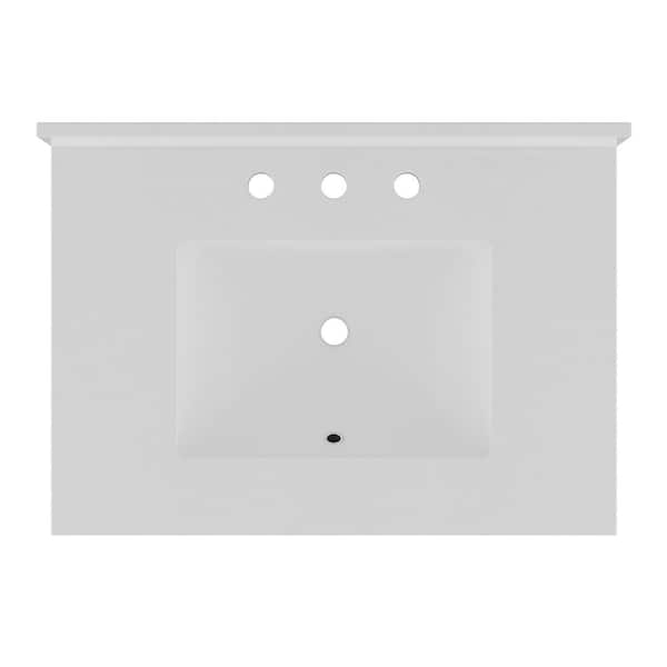 Foremost 31 in. W x 22 in. D Quartz Vanity Top in Snow White with White Basin