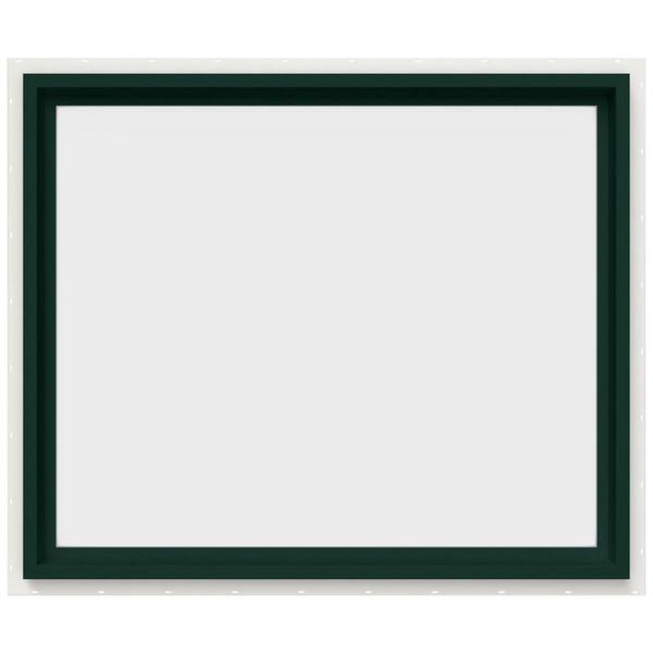 JELD-WEN 35.5 in. x 29.5 in. V-4500 Series Green Painted Vinyl Picture Window w/ Low-E 366 Glass