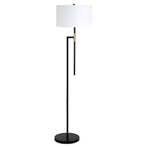 Nico 63 in. Matte Black Floor Lamp with Fabric Shade
