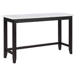 Toby Espresso and White Marble Top 60 in. Rectangular 4-Legs Counter Height dining Table (Seats-4)