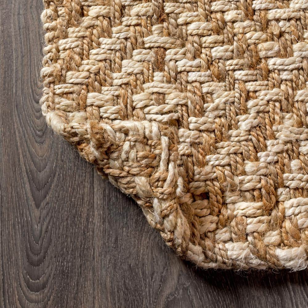 Hira Handwoven Natural Jute Diamond Pattern Area Rug