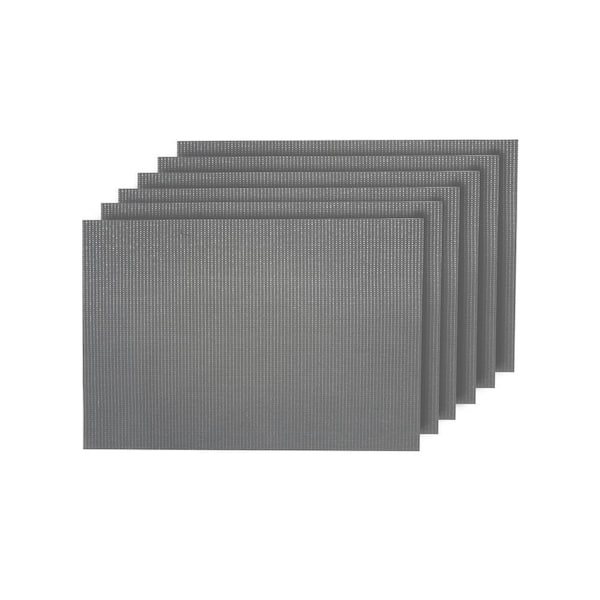 Natural Shimmer Silver Woven Textilene Reversible Rectangle Placemats (Set of 6)