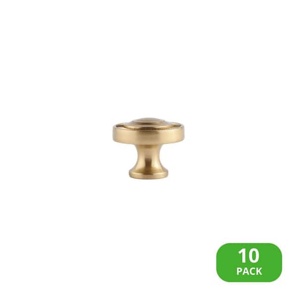 10-Pack Minted 1-1/8 in. (29 mm) Traditional Satin Brass Round Cabinet Knob