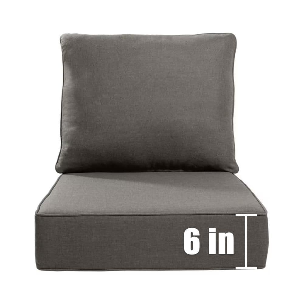 22 in. W x 24 in. D x 6 in. Thick Square 2-Piece Deep Seating Outdoor Lounge Chair Gray Cushion price history on PriceWatchPro