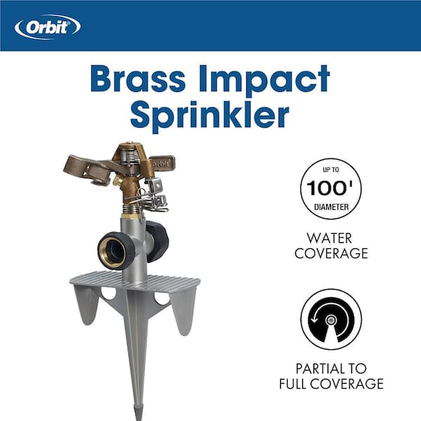 Orbit Heavy-Duty Adjustable Brass Impact Sprinkler on Heavy-Duty Zinc Spike