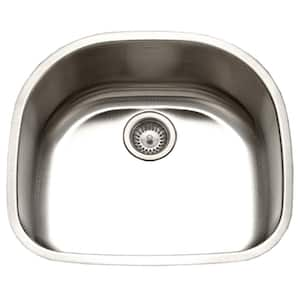 Houzer Eston 24 in. Stainless Steel Undermount Single D Bowl Kitchen Sink with Strainer and Grid - STS-1400-C