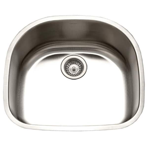 HOUZER Houzer Eston 24 in. Stainless Steel Undermount Single D Bowl Kitchen Sink with Strainer and Grid - STS-1400-C