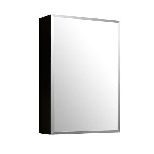 18 in. W x 26.8 in. H Rectangular Aluminum Surface Mount Medicine Cabinet with Mirror, Tissue Drawer Hole, 3x Magnifier