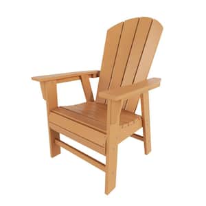 Laguna Outdoor Patio Fade Resistant HDPE Plastic Adirondack Style Dining Chair with Arms in Teak