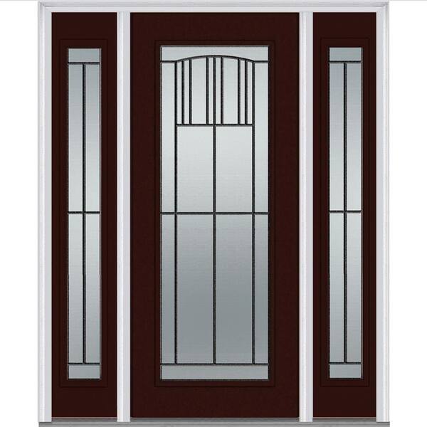 Milliken Millwork 68.5 in. x 81.75 in. Madison Decorative Glass Full Lite Painted Majestic Steel Exterior Door with Sidelites