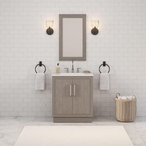 Hugo 30 in. W x 22 in. D Bath Vanity in Grey Oak with Marble Vanity Top in White with White Basin