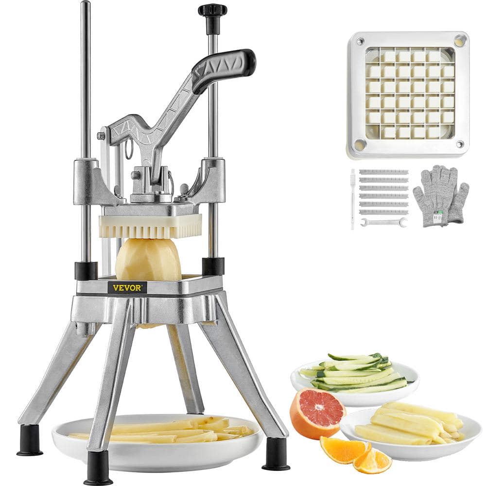 VEVOR 1/4 in. Blade Silver Commercial Vegetable Fruit Chopper Heavy  Professional Food Dicer French Fry Cutter Onion Slicer QTJJ002XQTJ1-4001V0  - The Home Depot