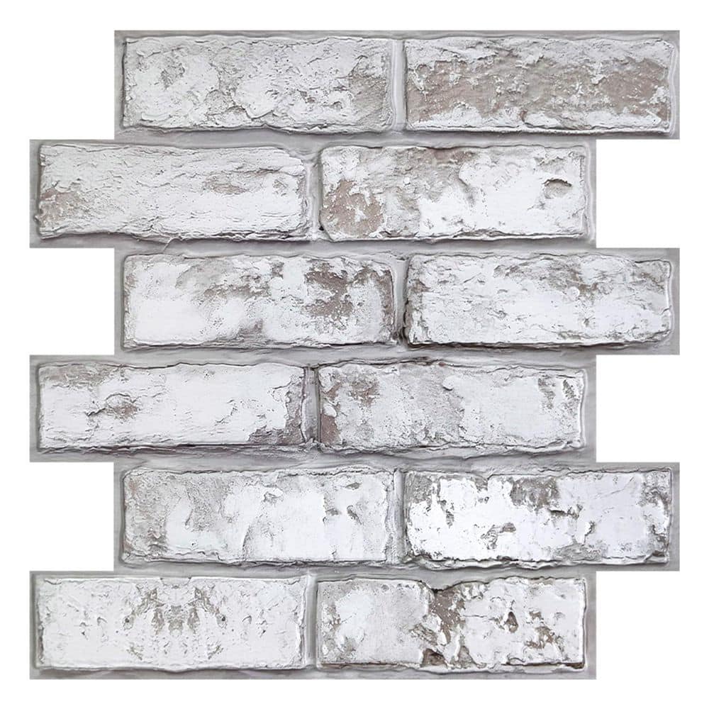 12 in. x 12 in. x 0.1 in. 3D PVC Faux Brick Wall Panel Peel and Stick Brick Tiles for Home Decor, Retro White price history on PriceWatchPro