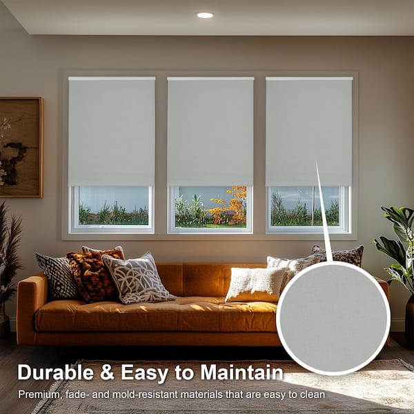 Chicology Gray Solid Cordless Blackout Privacy Vinyl Roller Shade