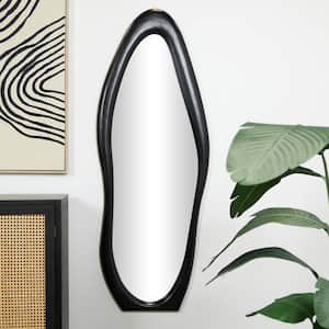 63 in. x 23 in. Abstract Wavy Asymmetrical Framed Black Wall Mirror